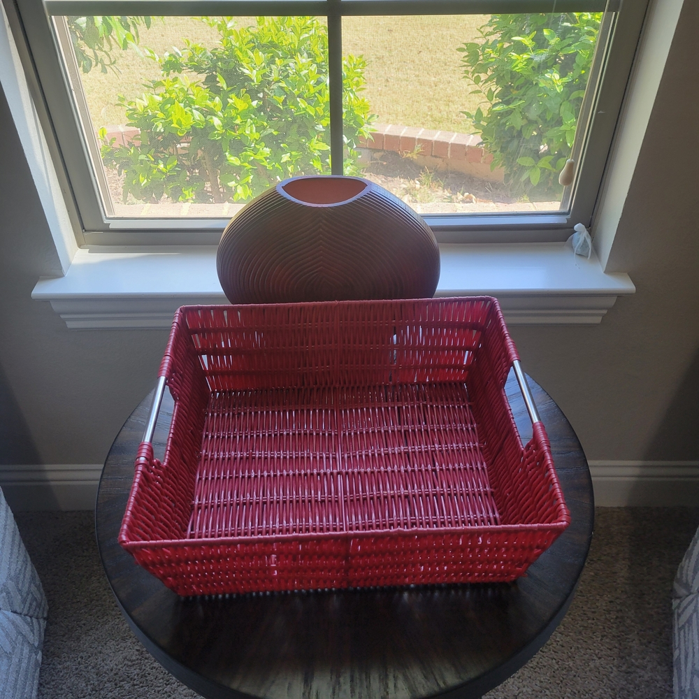 Elegant Red Wicker Storage Basket